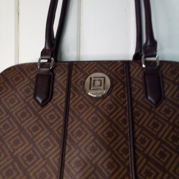 Liz Claiborne Satchel Laptop Media Career Bag Top Handle 3 Sections Brown - Picture 3 of 15